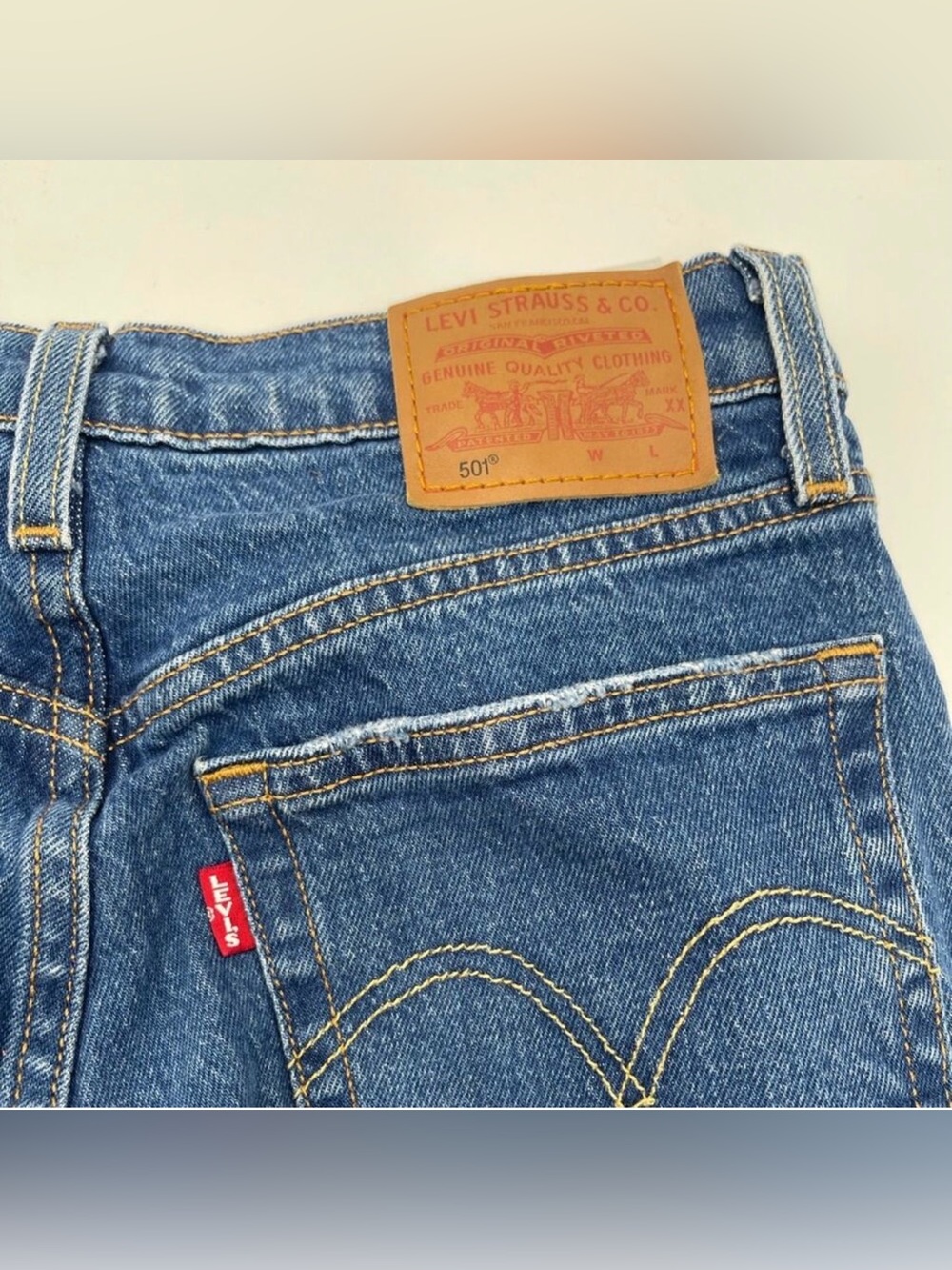 LEVI's 501 distressed denim shorts Size 26 - Picture 3 of 3